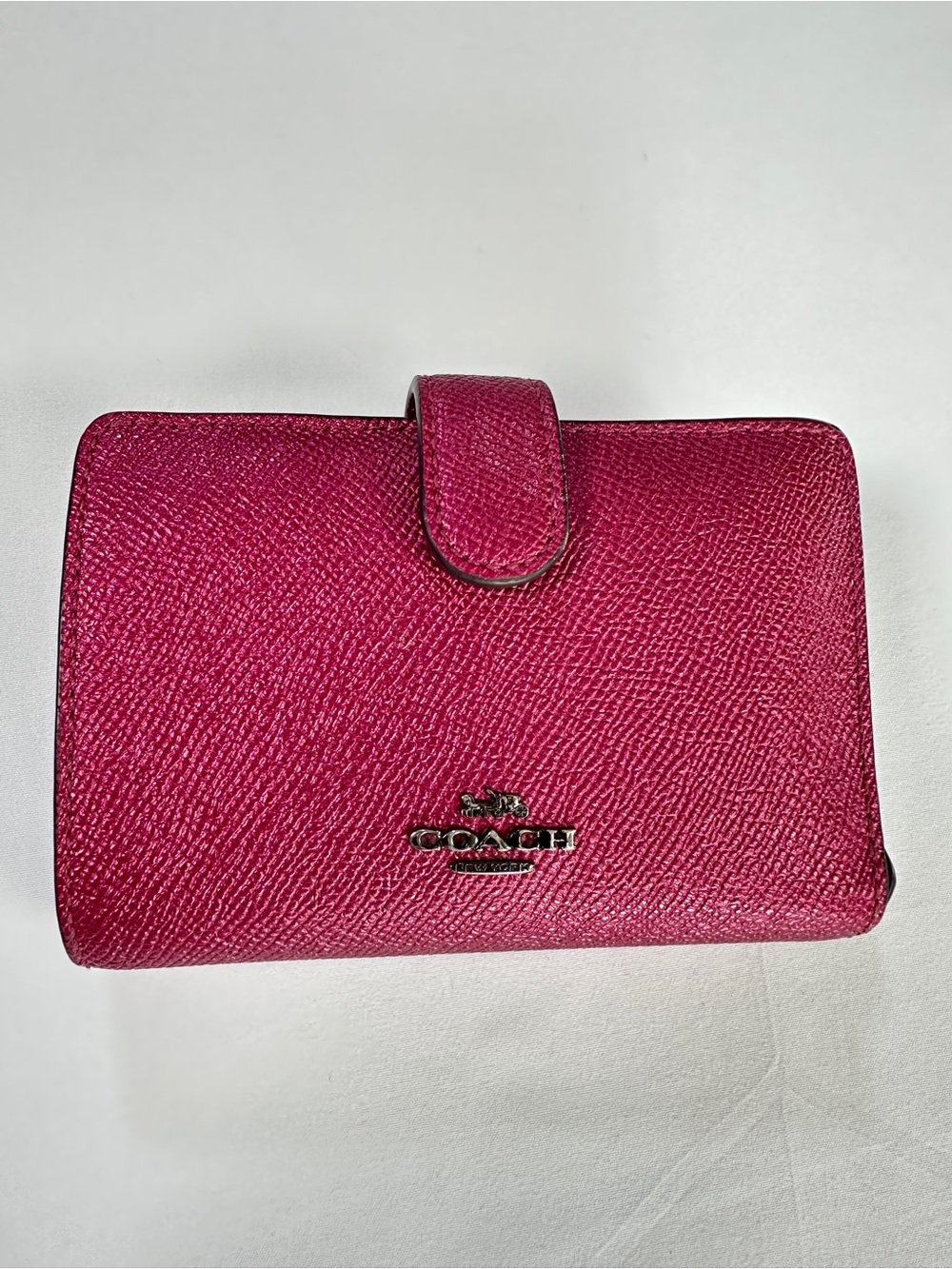 Coach Metallic Pink Small Corner Zip Wallet